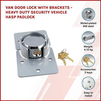 Van Door Lock With Brackets - Heavy Duty Security Vehicle Hasp Padlock KingsWarehouse 