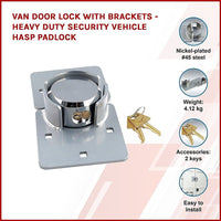 Van Door Lock With Brackets - Heavy Duty Security Vehicle Hasp Padlock Tools Kings Warehouse 