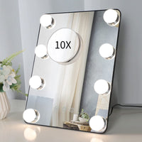 Vanity Mirror with Lights with 8 Dimmable Bulbs for Makeup and Travel (Black, 30 x23 cm)