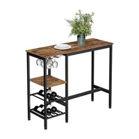 VASAGLE Bar Table with Wine Glass Holder and Bottle Rack LBT013B01 Kings Warehouse 