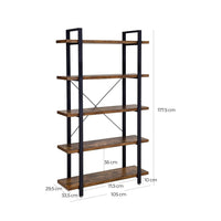 VASAGLE Bookshelf 5-Tier Industrial Stable Bookcase Kings Warehouse 