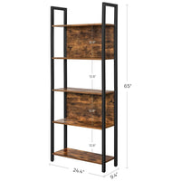 VASAGLE Bookshelf with 5 Shelves Rustic Brown and Black Kings Warehouse 