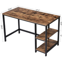 VASAGLE Computer Desk with 2 Shelves Rustic Brown and Black LWD47X Kings Warehouse 