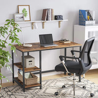 VASAGLE Computer Desk with 2 Shelves Rustic Brown and Black LWD47X Kings Warehouse 