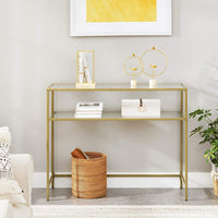 VASAGLE Console Table with Tempered Glass Gold Colour LGT025A01 Kings Warehouse 