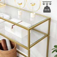 VASAGLE Console Table with Tempered Glass Gold Colour LGT025A01 Kings Warehouse 