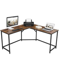 VASAGLE L-Shaped Computer Desk Rustic Brown and Black LWD73X Kings Warehouse 