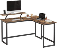 VASAGLE L-Shaped Desk with Screen Stand for Studying, Gaming, Working, Space-Saving Kings Warehouse 