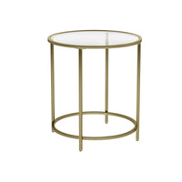 VASAGLE Round Side Table with Tempered Glass Top Kings Warehouse 