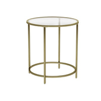 VASAGLE Round Side Table with Tempered Glass Top