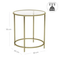 VASAGLE Round Side Table with Tempered Glass Top Kings Warehouse 