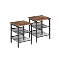 VASAGLE Set of 2 Side Table with 2 Mesh Shelves Kings Warehouse 