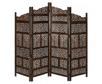 Vasco 4 Panel Room Divider Screen Privacy Shoji Timber Wood Stand - Burnt Kings Warehouse 