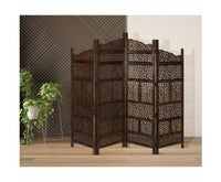 Vasco 4 Panel Room Divider Screen Privacy Shoji Timber Wood Stand - Burnt Kings Warehouse 