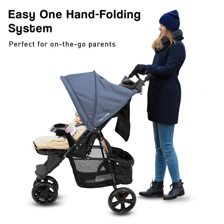 Veebee Navigator Stroller 3-wheel Pram For Newborns To Toddlers - Glacier Kings Warehouse 