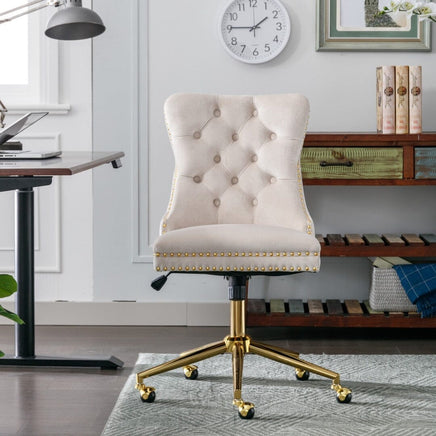 Velvet Home Office Chair- Beige Furniture Kings Warehouse 