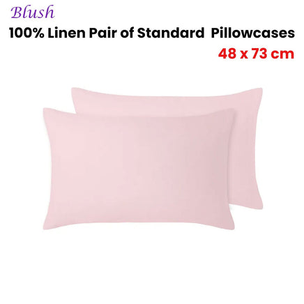 Vintage Design Homewares 100% Linen Pair of Standard Pillowcases Blush 48 x 73 cm Home & Garden Kings Warehouse 