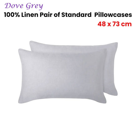 Vintage Design Homewares 100% Linen Pair of Standard Pillowcases Dove Grey 48 x 73 cm Home & Garden Kings Warehouse 
