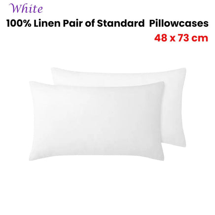 Vintage Design Homewares 100% Linen Pair of Standard Pillowcases White 48 x 73 cm Home & Garden Kings Warehouse 
