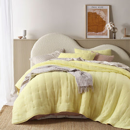 Vintage Design Homewares 3 Piece Hugo Cotton Gauze Quilted Comforter Set Butter King Home & Garden Kings Warehouse 