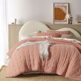 Vintage Design Homewares 3 Piece Hugo Cotton Gauze Quilted Comforter Set Clay King Home & Garden Kings Warehouse 