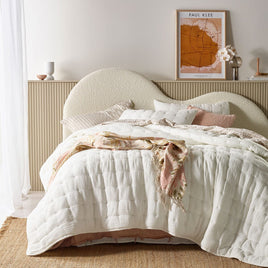 Vintage Design Homewares 3 Piece Hugo Cotton Gauze Quilted Comforter Set White Queen Home & Garden Kings Warehouse 