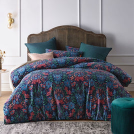 Vintage Design Homewares Canterbury Printed Velvet Quilt Cover Set Queen Home & Garden Kings Warehouse 