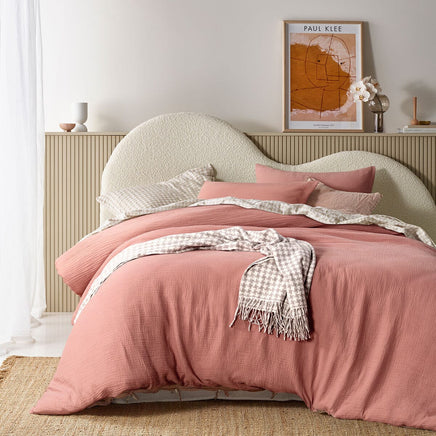 Vintage Design Homewares Hugo Clay Cotton Gauze Quilt Cover Set King Home & Garden Kings Warehouse 