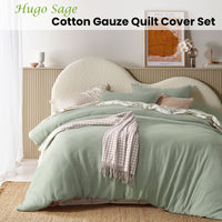 Vintage Design Homewares Hugo Sage Cotton Gauze Quilt Cover Set Queen Home & Garden Kings Warehouse 