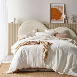 Vintage Design Homewares Hugo White Cotton Gauze Quilt Cover Set Queen Home & Garden Kings Warehouse 
