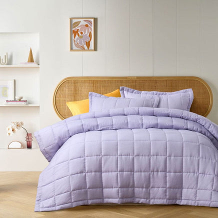 Vintage Design Homewares Lilac French Linen Coverlet Set Queen Home & Garden Kings Warehouse 