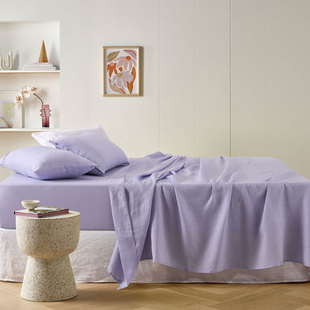 Vintage Design Homewares Lilac French Linen Sheet Set Mega King 50cm wall Home & Garden Kings Warehouse 