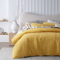 Vintage Design Homewares Malvern Ochre Cotton Quilt Cover Set Queen Home & Garden Kings Warehouse 