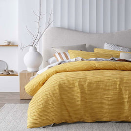 Vintage Design Homewares Malvern Ochre Cotton Quilt Cover Set Queen Home & Garden Kings Warehouse 