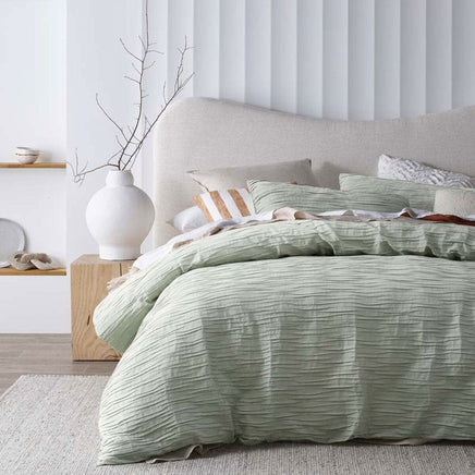 Vintage Design Homewares Malvern Sage Cotton Quilt Cover Set Queen Home & Garden Kings Warehouse 