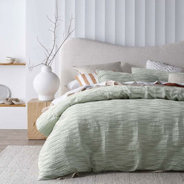 Vintage Design Homewares Malvern Sage Cotton Quilt Cover Set Single Home & Garden Kings Warehouse