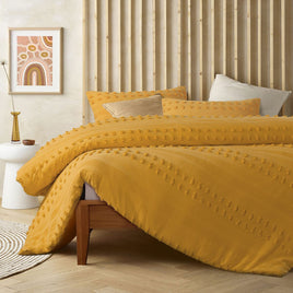 Vintage Design Homewares Sans Sovci Ochre Cotton Quilt Cover Set Queen Home & Garden Kings Warehouse 