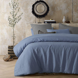 Vintage Design Homewares Sky Blue 100% Hemp Quilt Cover Set Queen Home & Garden Kings Warehouse 