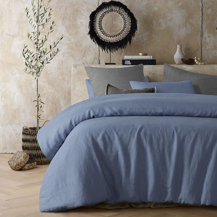 Vintage Design Homewares Sky Blue 100% Hemp Quilt Cover Set Queen Home & Garden Kings Warehouse 