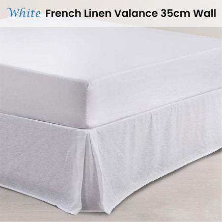 Vintage Design Homewares White French Linen Valance 35cm Wall Super King Home & Garden Kings Warehouse 