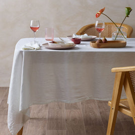 Vintage Design Homewares White Vintage Washed Linen Cotton Tablecloth 150x230cm Home & Garden Kings Warehouse 