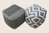 Vintage Geometric Pouf Cotton Printed Footstool Ottoman Pouffe Cover 55 cm X 45 EOFY Kings Warehouse 