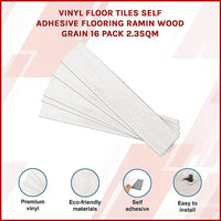 Vinyl Floor Tiles Self Adhesive Flooring Ramin Wood Grain 16 Pack 2.3SQM Furniture Kings Warehouse 