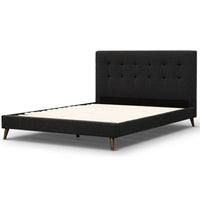 Volga King Single Bed Platform Frame Fabric Upholstered Mattress Base - Charcoal Kings Warehouse 
