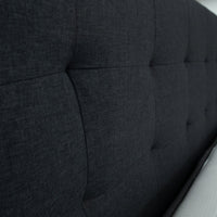 Volga King Single Bed Platform Frame Fabric Upholstered Mattress Base - Charcoal Kings Warehouse 