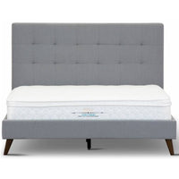 Volga King Single Bed Platform Frame Fabric Upholstered Mattress Base - Grey Kings Warehouse 