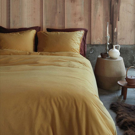 VTWonen Natural Stone Fraying Yellow Quilt Cover Set Queen Home & Garden Kings Warehouse 
