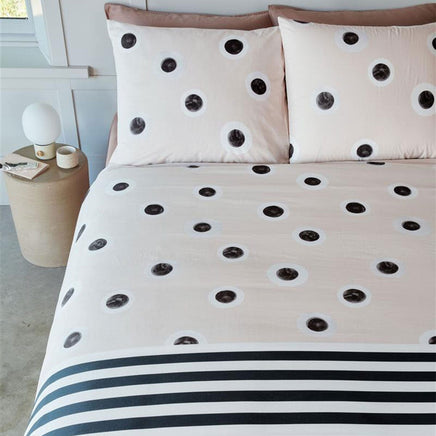 VTWonen Stripe and Eye Natural Cotton Quilt Cover Set Queen Home & Garden Kings Warehouse 