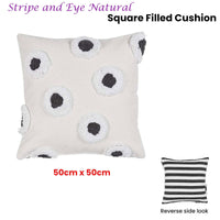 VTWonen Stripe and Eye Natural Square Filled Cushion 50cm x 50cm Home & Garden Kings Warehouse 
