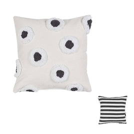 VTWonen Stripe and Eye Natural Square Filled Cushion 50cm x 50cm Home & Garden Kings Warehouse 